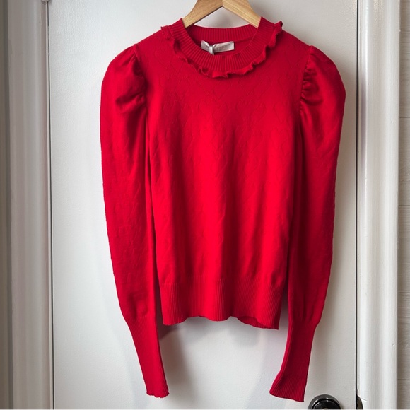 Nwt Rinascimento Puff Shoulder Heart Sweater Red - Picture 3 of 9